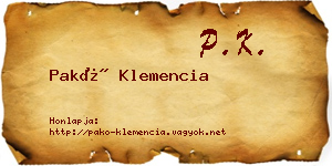 Pakó Klemencia névjegykártya